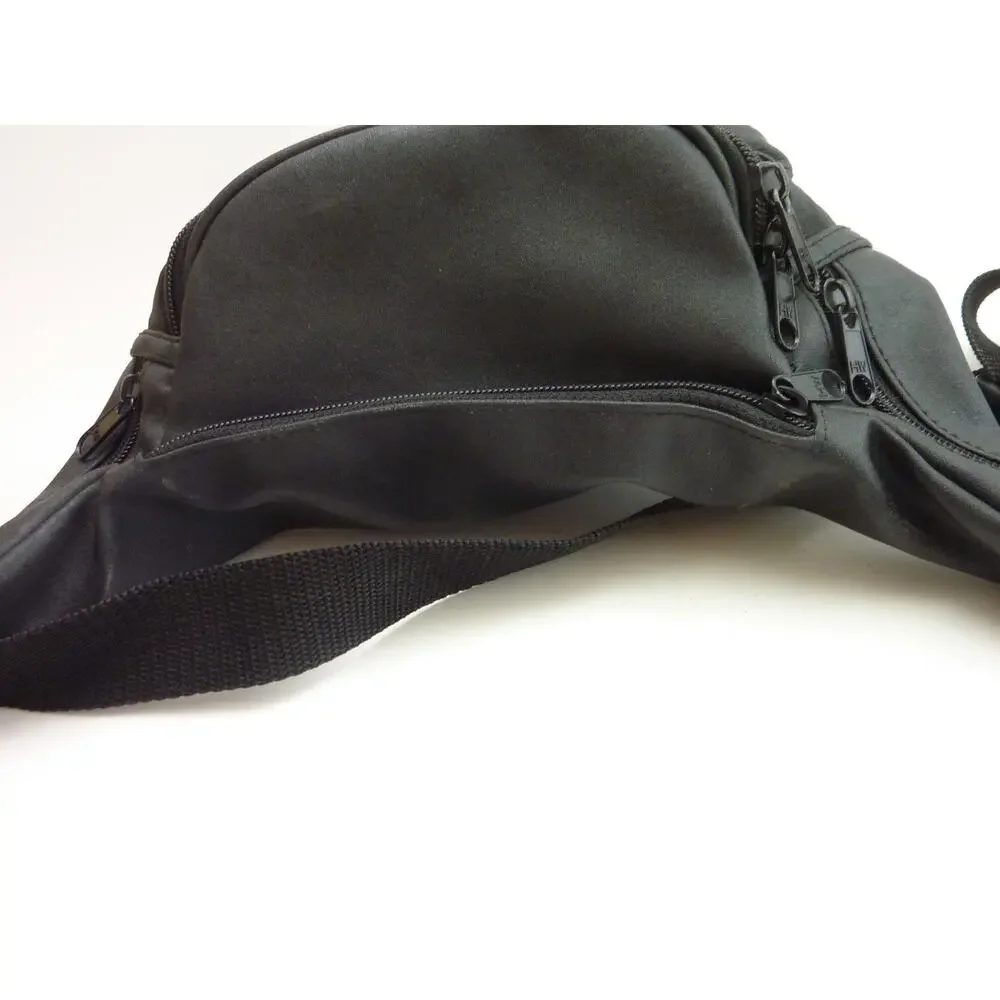 Vintage A Sports Black Fanny Pack Waist Bag Embroidered Logo Travel Pouch Y2K